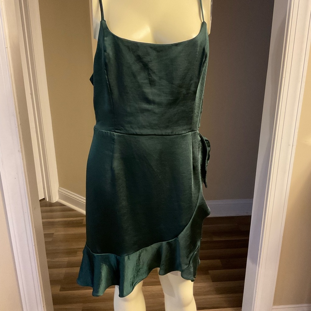 Wild Fable Emerald Green Mini Dress with Ruffle Detail